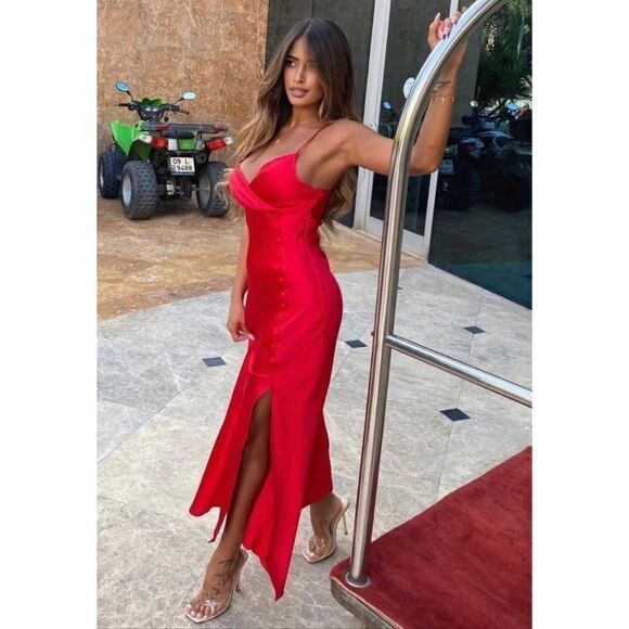 Zara Satin Effect Midi Dress - Picture 15 of 16